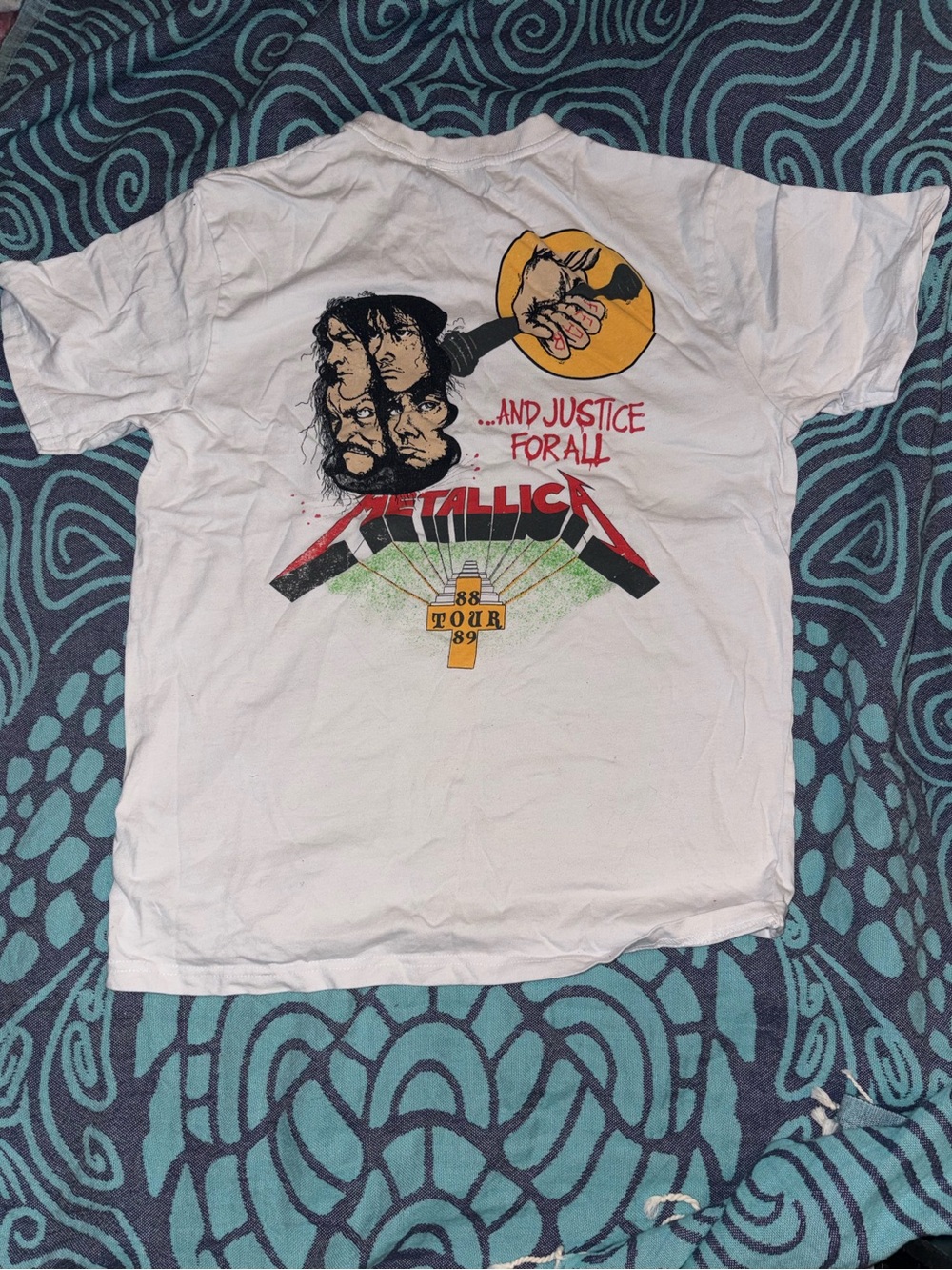 Metallica "...And Justice for All" White Graphic Tour T‑Shirt Year 1988